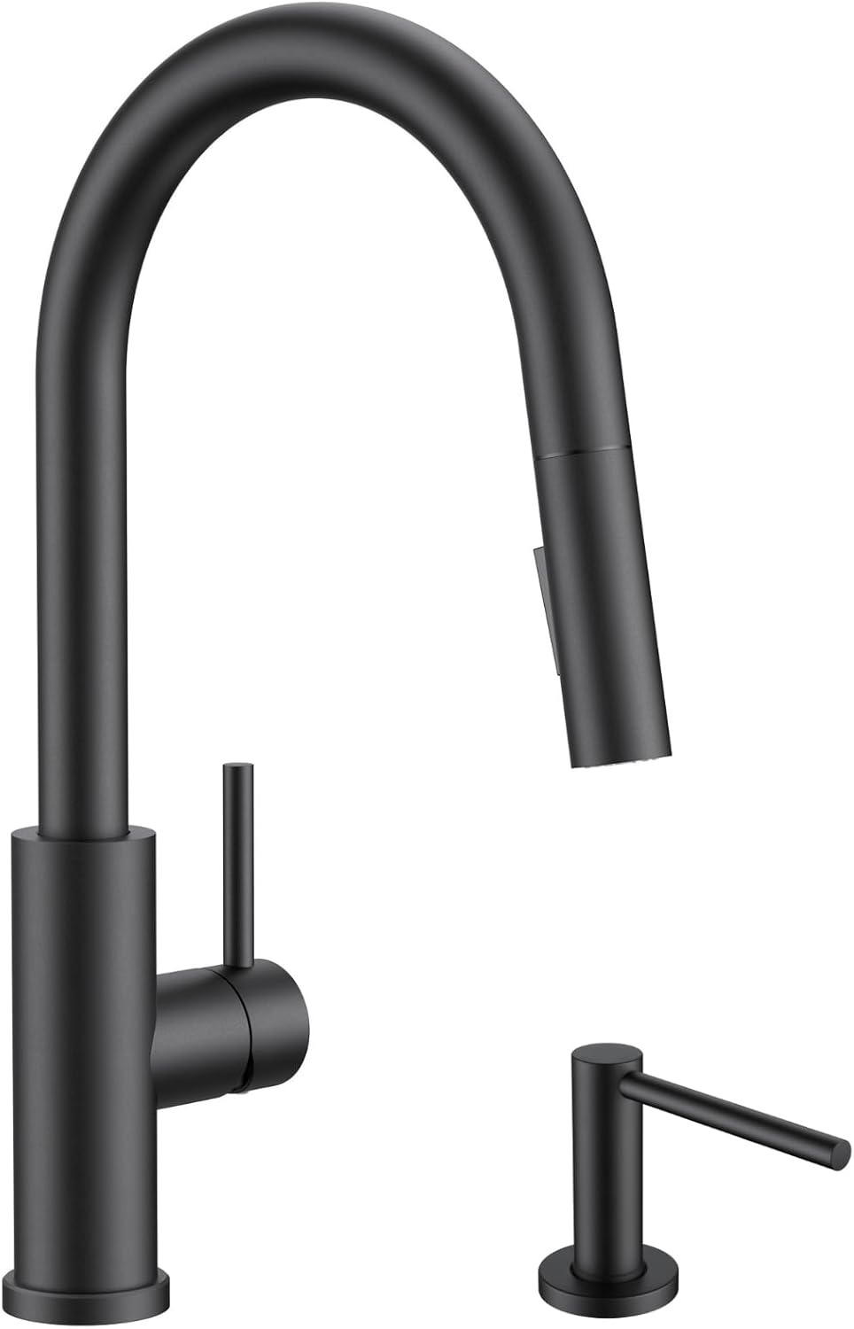 FORIOUS Black High Arc Kitchen Faucet with 17 oz Soap Dispenser for Kitchen Sink