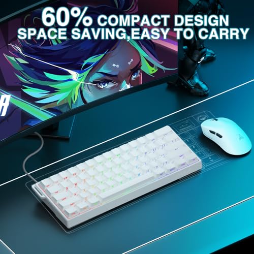 Image of Aula WIN60 HE - 60% Mechanical Gaming Keyboard Wired, Hall Effect Magnetic Switch Hot Swappable, Adjustable Actuation RT Mode, 8000 Hz Polling Rate, RGB Keyboard 60 Percent Compact Design for PC