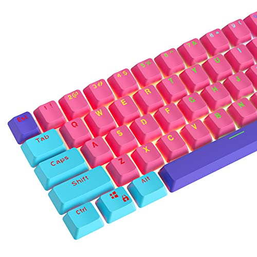 Image of WHYSP 61 PBT Keycaps for 60 Percent Keyboard Keycaps Set Backlit for Cherry MX Switches 60% Mechanical Keyboard（Rose）