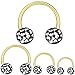 Produktbild Hufeisen-Piercing Titan Vergoldet 1,6 mm Multi Kristalle Black Diamond | 8-16 mm, Durchmesser:16.0 mm, Kugelgröße:8.0 mm