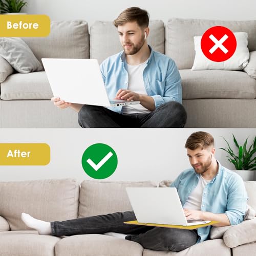 Image of Lap Board for Study | Home | Dining | Office | Laptop | Computer Desk | Reading & Writing | Multi-Purpose | Made in India | (Yellow, LB 16 inchX24 inch Yellow)