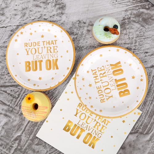 Pandecor 20 Pieces 7 inches Disposable Paper Plates and Napkins Set Rude That You are Leaving But OK Plates and Napkins for Going Away Job Change Office Retirement Farewell Party Decorations - Image 3