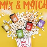 Urban Accents Movie Night Popcorn Gift Set – Includes 3 Gourmet Popcorn Kernel Varieties & 5 Flavorful Seasonings – Perfect Snack Gift Box for Parties, Holidays, or Movie Lovers