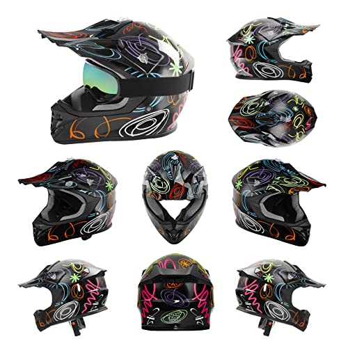 Tcmt Dot Youth & Kids Motocross Offroad Street Helmet Full Face Motorcycle Youth Atv Helmet Dirt Bike Motocross Atv Helmet+Gloves+Goggles #TOP1