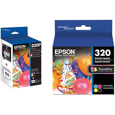 Epson T924320 Magenta and Cyan Standard Capacity Ink Cartridges for Select PictureMate Printers
