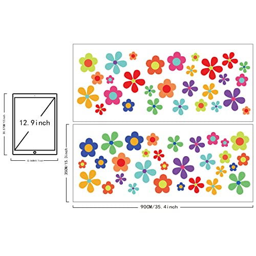 Superdant 60 Pcs 10 Colorful Flower Wall Decal Cute Petal Pvc Wall Self-Adhesive Stickers Removable Wall Art For Girl's Room Nursery Kindergarten Window Decoration #TOP1