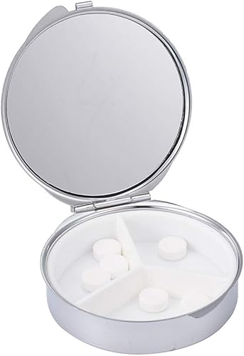 Miniatura 2 de XianghuangTechnology Shiny Diamonds - Pastillero compacto de 3 compartimentos para medicamentos para bolsillo o bolso, organizador redondo de