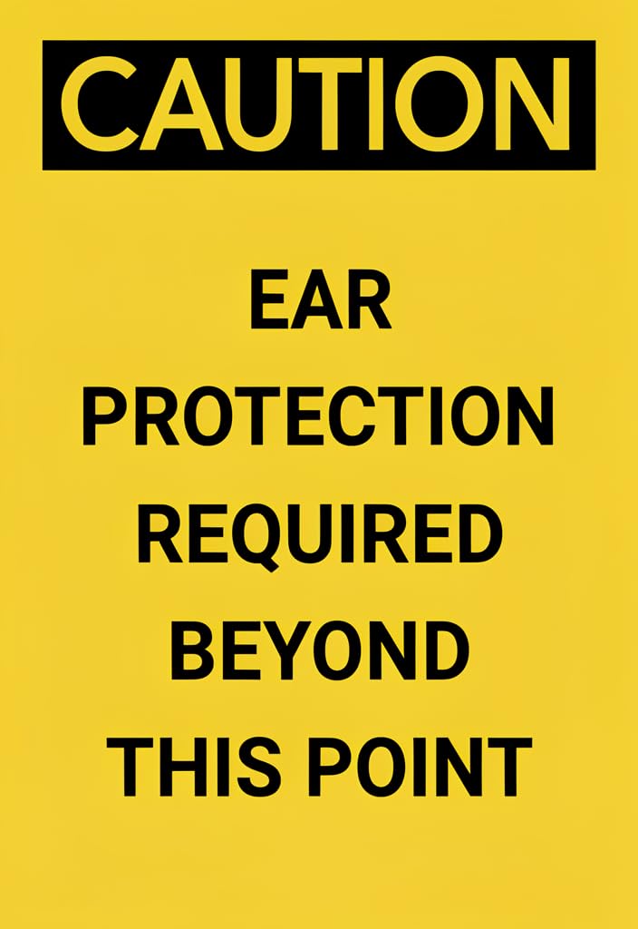 peiyeety CAUTION Ear Protection Required Beyond This Point Tin Sign 12x8 Inch Yellow & Black Safety Metal Wall Decor for Workshop, Garage, Factory, Construction Site, Hearing Protection Reminder Gift