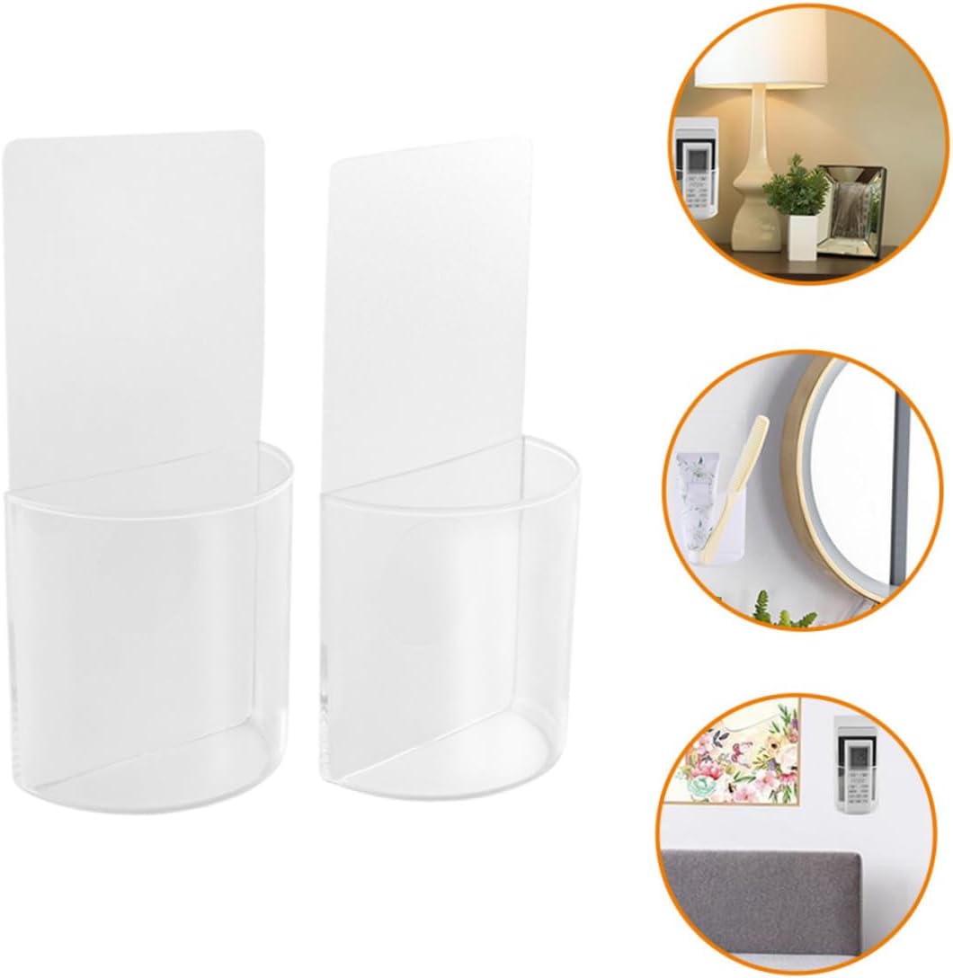 Holibanna 2pcs Wall Mounted Remote Controller Holder Self-adhesive Storage Box for Air Conditioner Tv Remotes No Drill Wall-friendly Design Versatile Organizer for Items