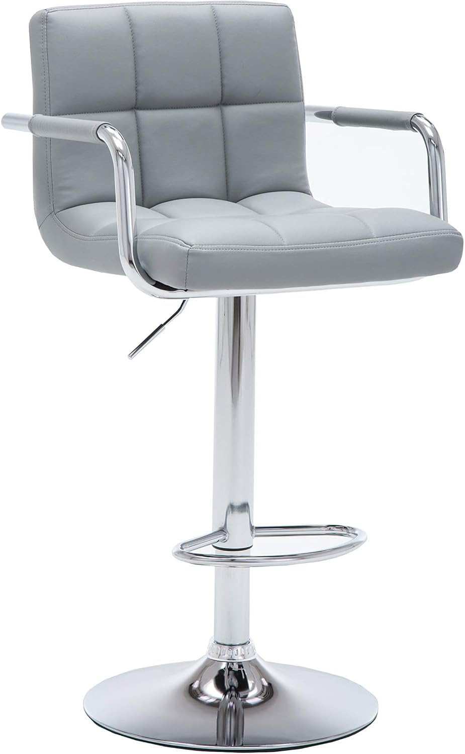 Geelife Contemporary Adjustable Arm Stool with Cushion, Gray - Metal Gray - Adjustable Height 360° - Spaces -
