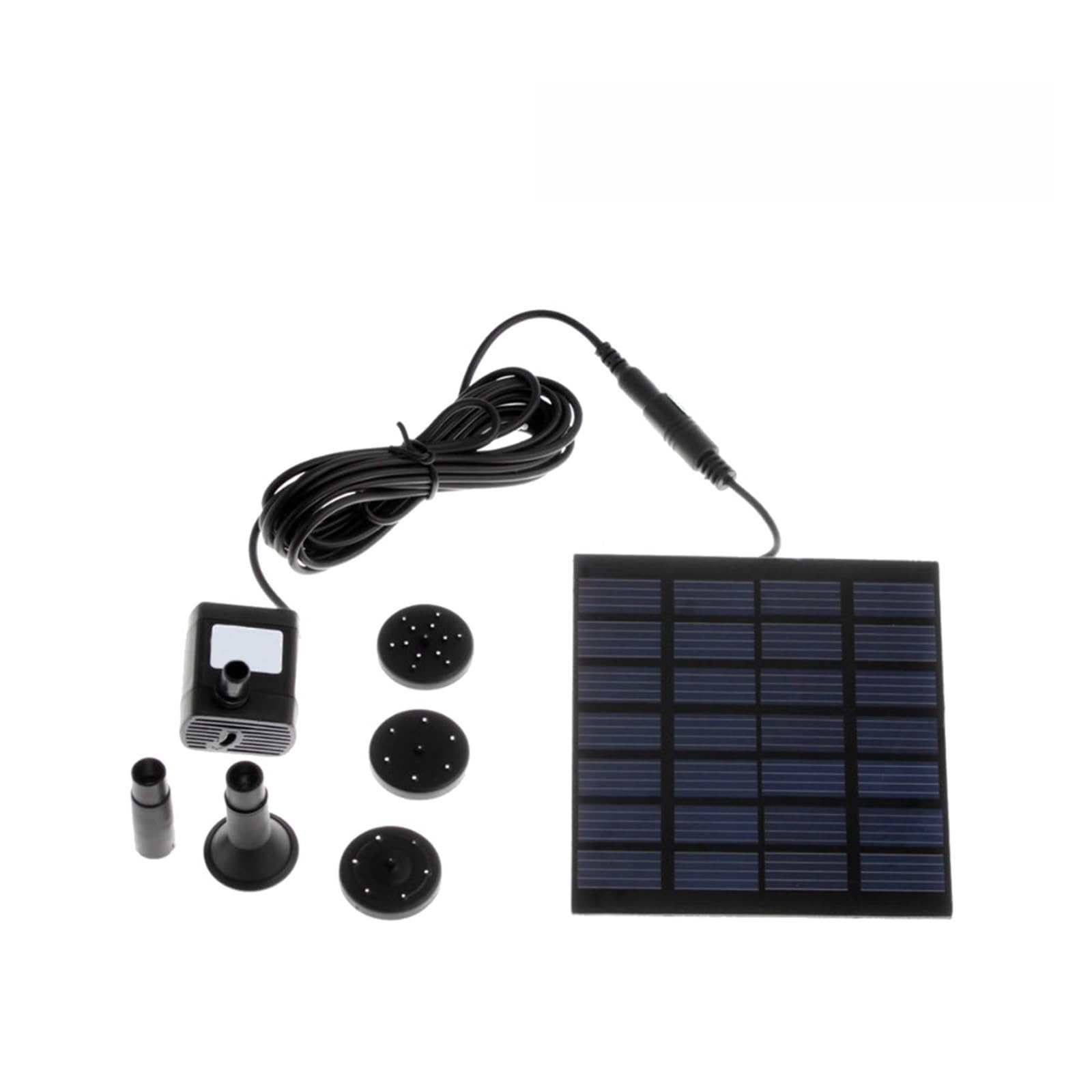 5-1W DIY Solar Water Pump Kit with 9-6 Nozzles Solar Bird Bath Fountains for Outdoor Garden Swimming Pool Solar Powered Fountain(1.2W 7V)