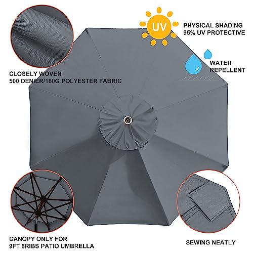 Eliteshade Usa Sunumbrella 9Ft Replacement Covers 8 Ribs Market Patio Umbrella Canopy Cover (Canopy Only) (Grey) #TOP3