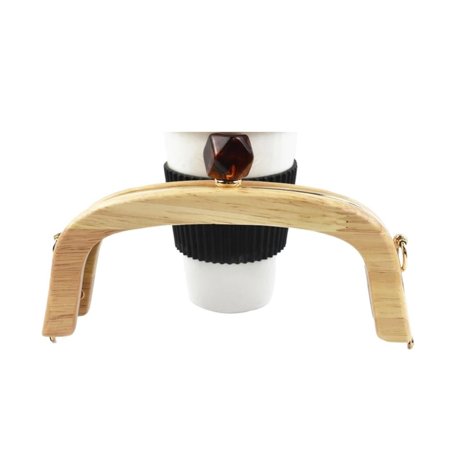 PVUVTNAHW 1Pc 21cm Wooden Bag Handle Resin Bead Handbag Purse Frame Kiss Clasp Wallet Closure Clip DIY Handmade Accessories(Amber)