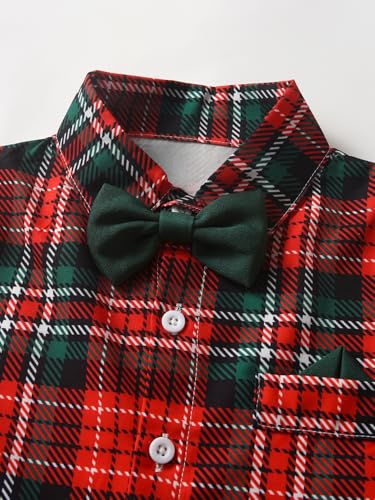 Image of Boarnseorl Baby Boys Pants Sets, Infant Long Sleeve Shirt + Pants + Bow Tie + Suspenders Outfits