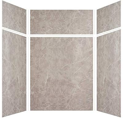 Transolid EWKX606096-42 Expressions 6-Panel Shower Wall Kit with Extension, 60-in L x 60-in W x 96-in H, Dover Stone