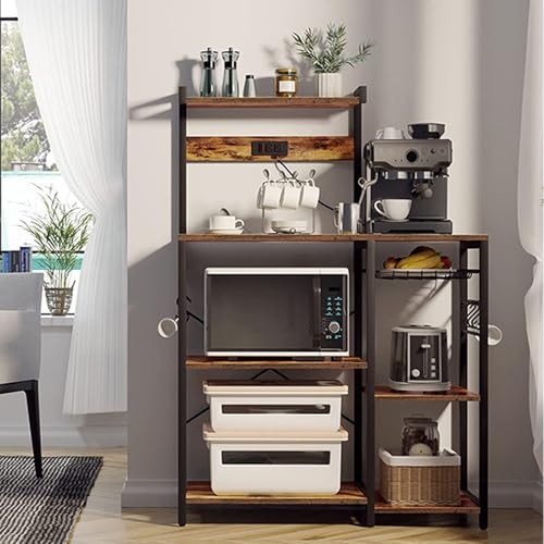Estante para Cocina,Estantes Organizadores Alacena,Estantes Organizadores Gabinete de Cocina de 4 Niveles,Multiusos Almacenamiento,para Sala, Oficina, Marrón