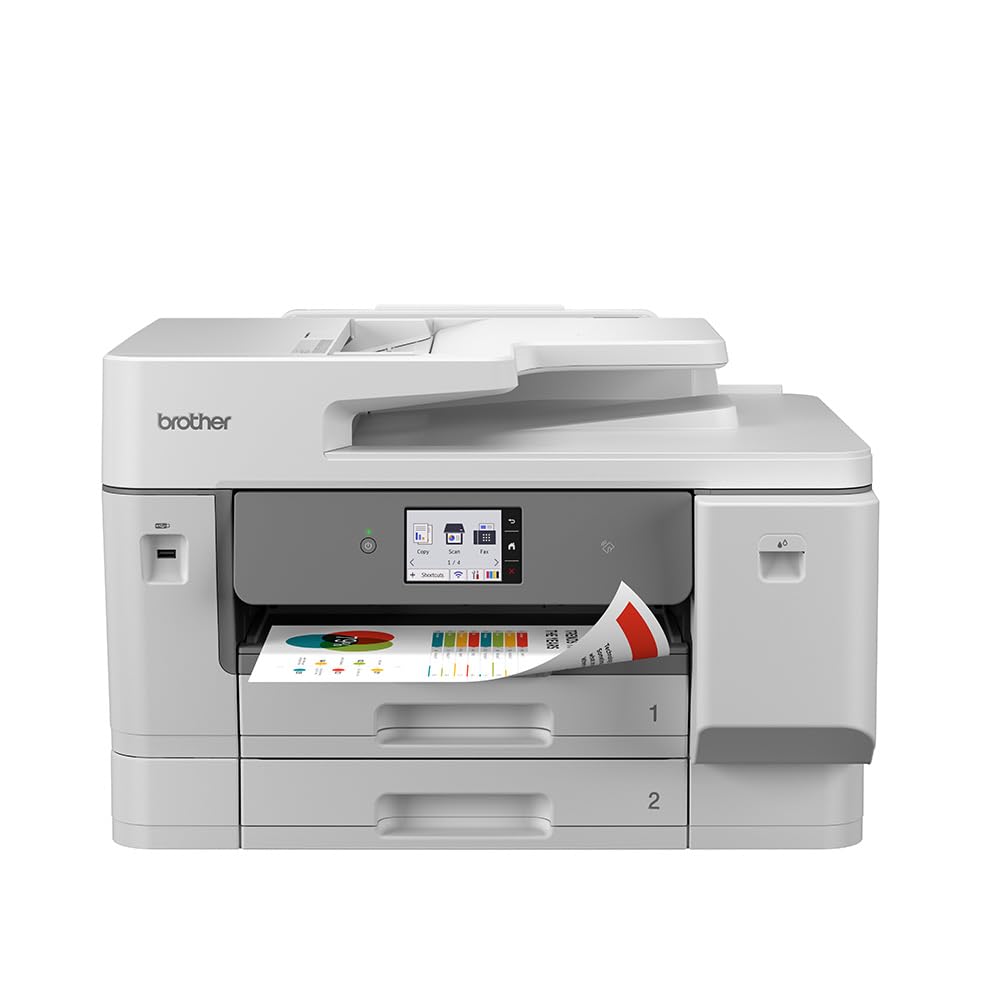 Brother MFC-J6975DW Stampante a getto d'inchiostro wireless All in One A3 | Stampa, copia, scansione e fax | WiFi/USB 2.0 | Scansione fronte/retro | 2 x 250 fogli | Inchiostri inclusi | Spina del
