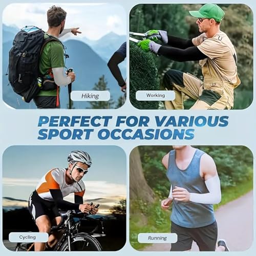 Image of EASYSHOP UV Sun Protection Arm Sleeves for Men & Women, UPF 50 Arm Cover for Biking,Cricket,Cycling, Golf, Outdoor Sports 2 Pair