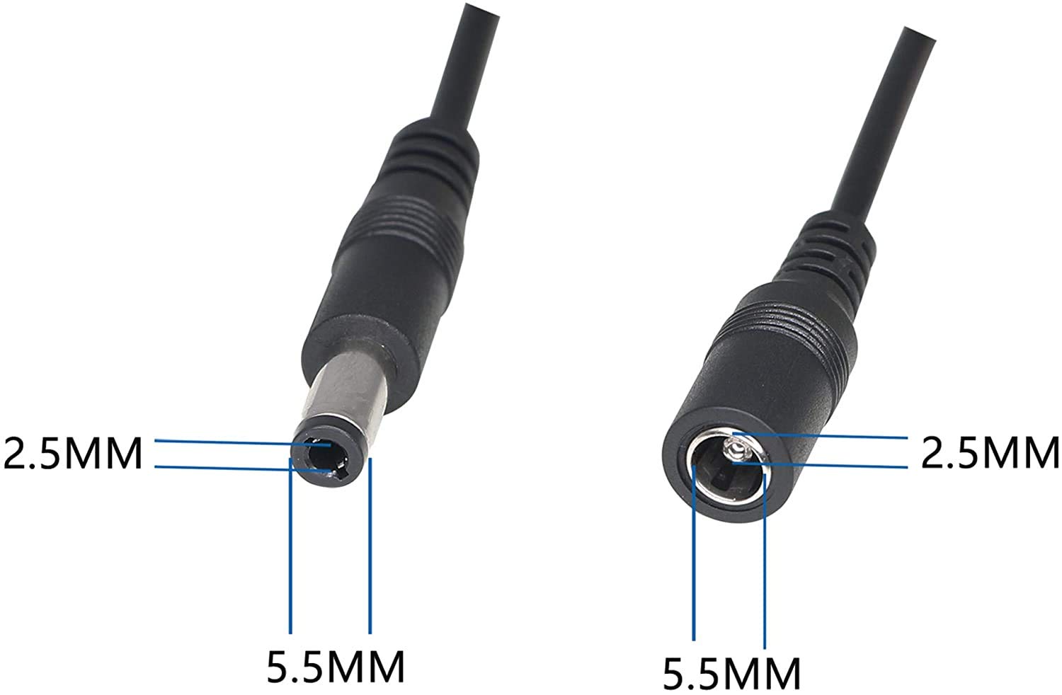 20 cm DC 5,5 mm x 2,5 mm męski do żeńskiego włącznika/wyłączania kabel do kamery bezpieczeństwa LED CCTV (4-opakowaniowe)