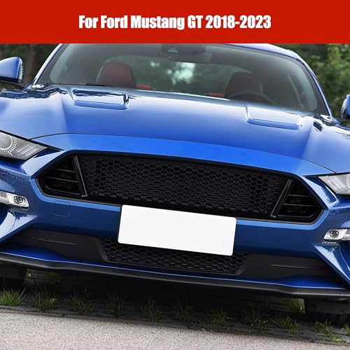 Image of Two Black Modified Radiator Grille Inserts for Ford Mustang GT 2018-2023,Front Upper Grille Inserts for Ford Mustang GT 2018-2023, (left and right), Replace P /N #JR3B-8200-AB