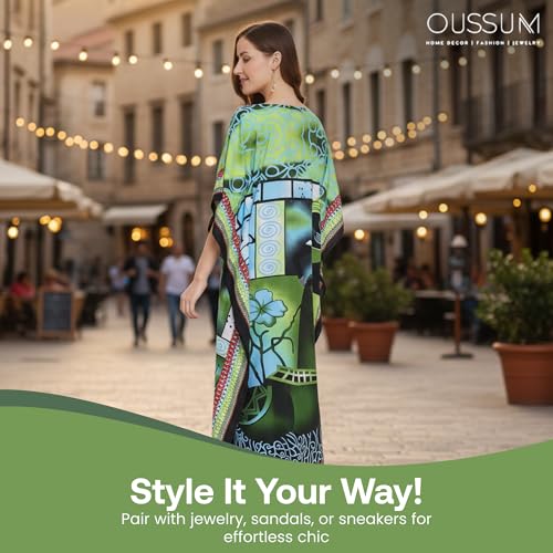 Image of Oussum Women Long Maxi Plus Size Polyester Kaftan Gown, Womens Kaftan Dresses Lounge Resort Wear, Plus Size Kaftan