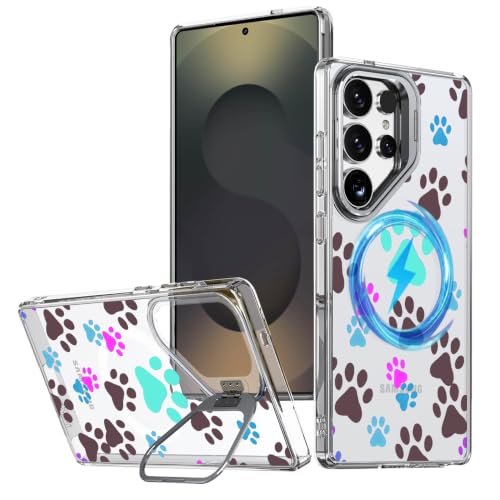 Coque Samsung S25 Ultra Ecute fine et magnétique avec béquille anneau et motif patte de chien