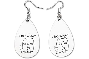 Christmas Cat Stud Earrings for Women - Novelty Double Sided Print Jewelry for Holiday Gifts