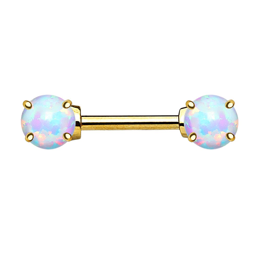 Brustwarzen Piercing Intimpiercing Echt Gold 14 Karat mit Opal Stein