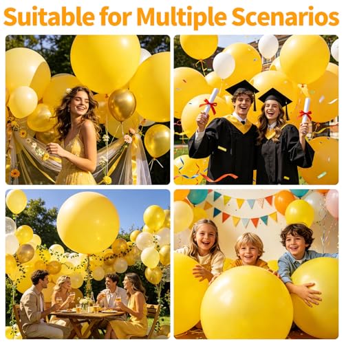 Image of 5Pcs Yellow Big Balloons 36 Inch, Round Large Latex Party Balloons for Birthday Wedding Decorations
