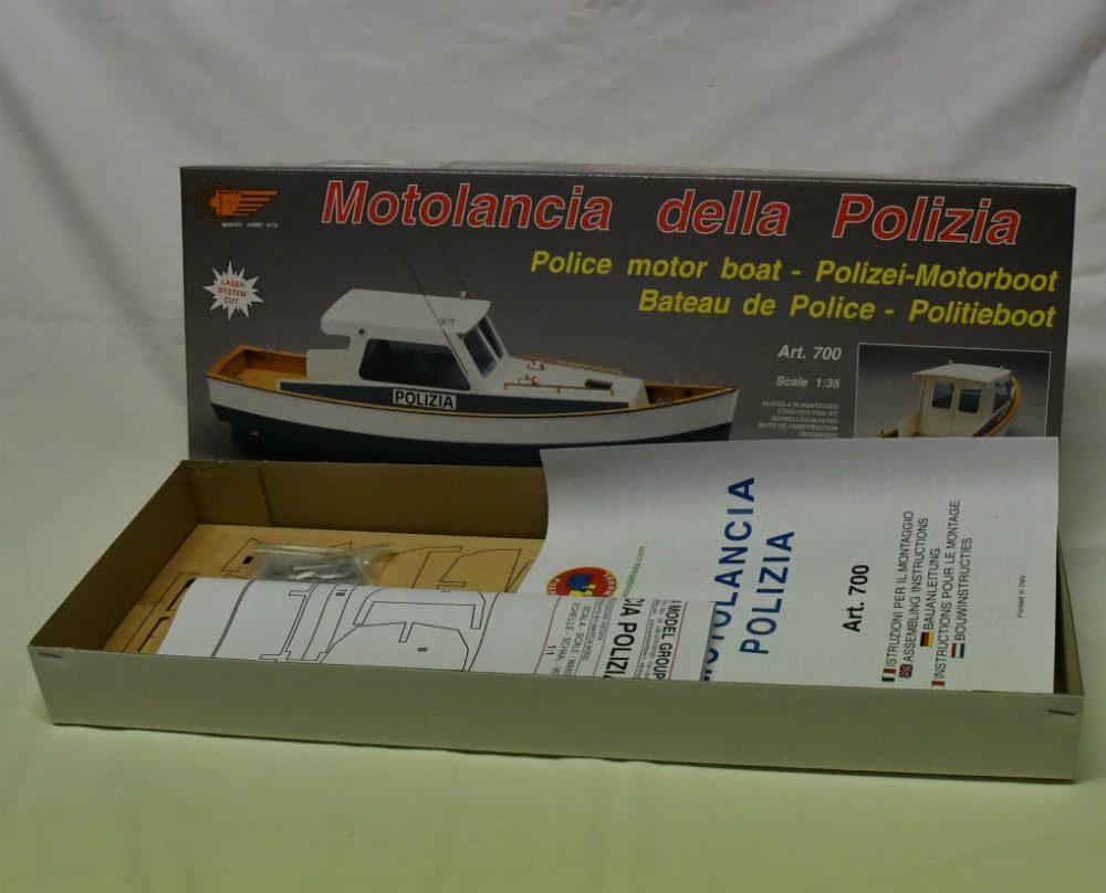 Mantua Model Motolancia della Polizia Kit Barca in Legno 400 mm scala 1:35 art.700