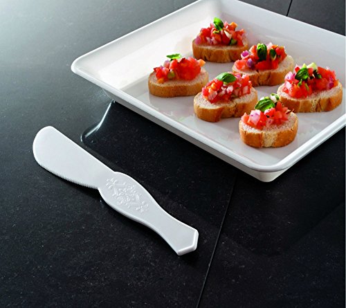 EMI Yoshi 144 White Plastic Sandwich Spreader - Modern, Ambidextrous, Rounded and Serrated Blade, Disposable, Adults