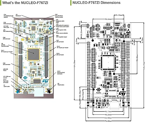 Image of STM32 Nucleo-144 development board with STM32F767ZI MCU, supports Arduino, ST Zio and morpho connectivity