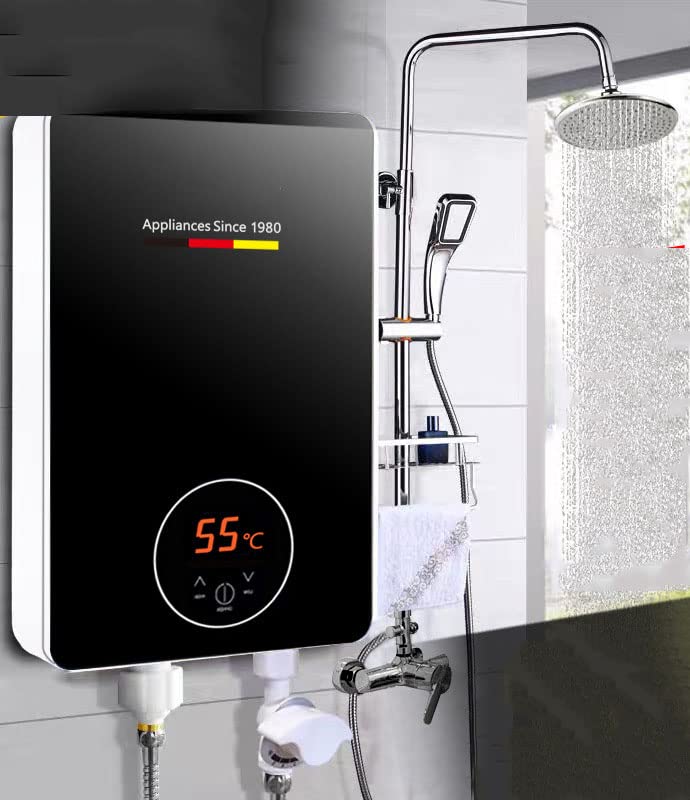 Instant Electric Water Heater, 6kW Tankless Water Heater for Kitchen Bathroom with Self Modulating Technology, Outlet Temperature Display