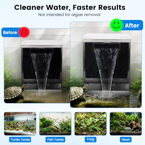Image of AQQA Turtle Filter for 20-40 Gallon Tank,Low Water Internal Aquarium Filter | Quiet Full Copper Motor, Replaceable Filter Sponge & Bio Sponge, Dual Mounting, 132 GPH, 5V Low Voltage