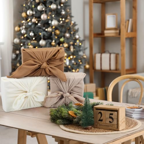 Papier cadeau réutilisable en lin pour offrir avec le cœur - 5