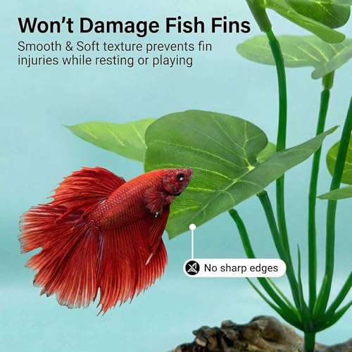 Image of Aquarium Plants Betta Fish Tanks Decor 6-in Soft Aquarium Decorations Silk Fish Tanks Plants Fish Tank Decorations Accessories Goldfish Bowl & Reptile Plants Driftwood