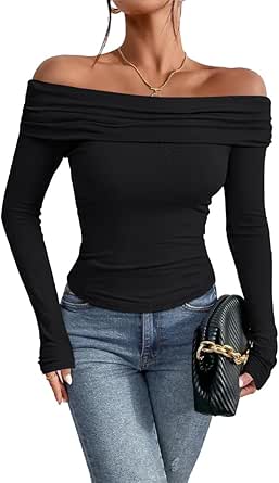 Marin FEMME T-Shirt Slim Manches Courtes Épaules Dénudées 3148797