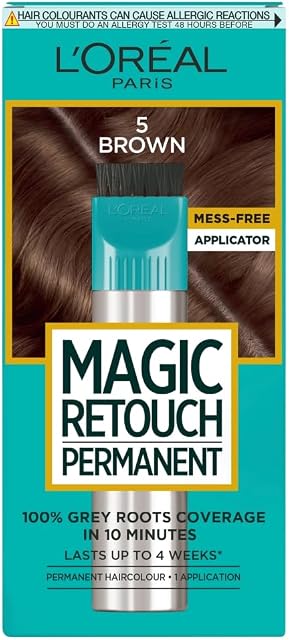 L'Oreal Paris Magic Retouch Permanent Root Concealer, Touching Up Grey Hair Dye, 5 Brown, 1 Count (Pack of 1)