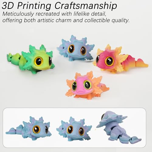 Salamandras magnéticas articuladas 3D, set de 4 piezas miniatura 5