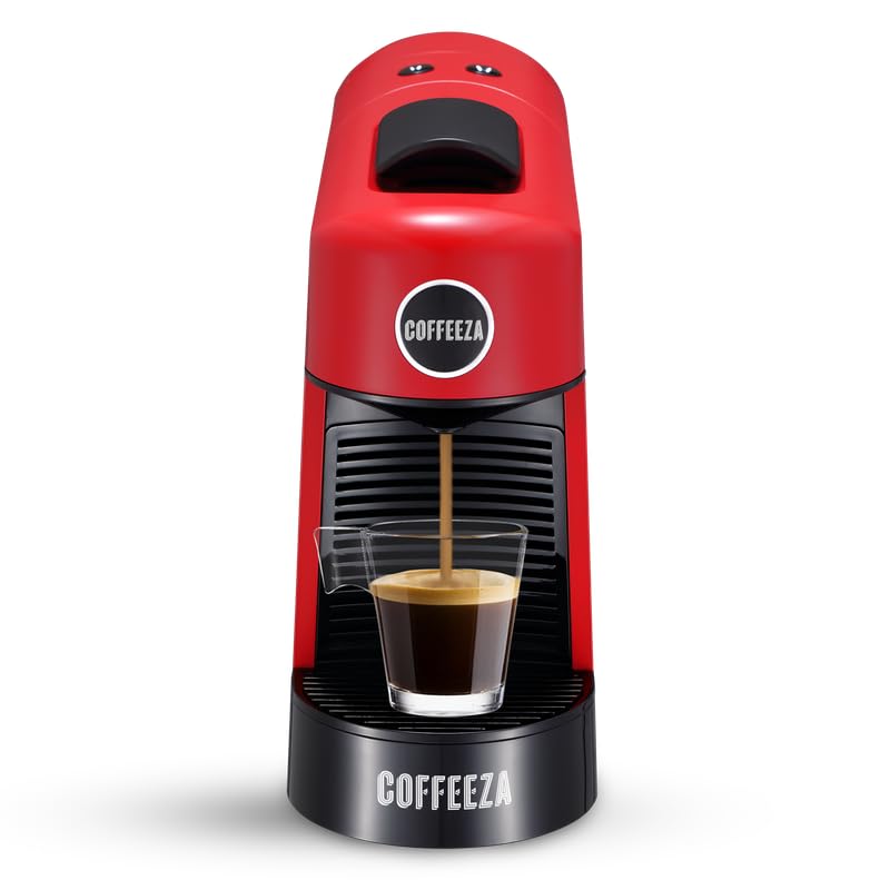 Image of COFFEEZA Finero Next Pod Coffee Machine (Limited Edition - Red Colour) - 20 Bar pressure, Nespresso Pod Compatible | Perfect Coffee Maker for Espresso & Cappuccino