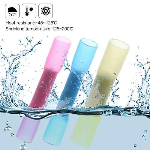 AIRIC Heat Shrink Butt Connectors 80pcs 16-14AWG Waterproof Butt Connector Heat Shrink Marine Automotive Electrical Straight Wire Crimp Connectors Blue