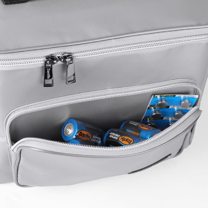 Miniatura 8 de Tamfile Bolsa de batería Lipo ignífuga con bolsillos aislados de calor de 4200F, a prueba de explosiones, segura para almacenamiento, transporte y