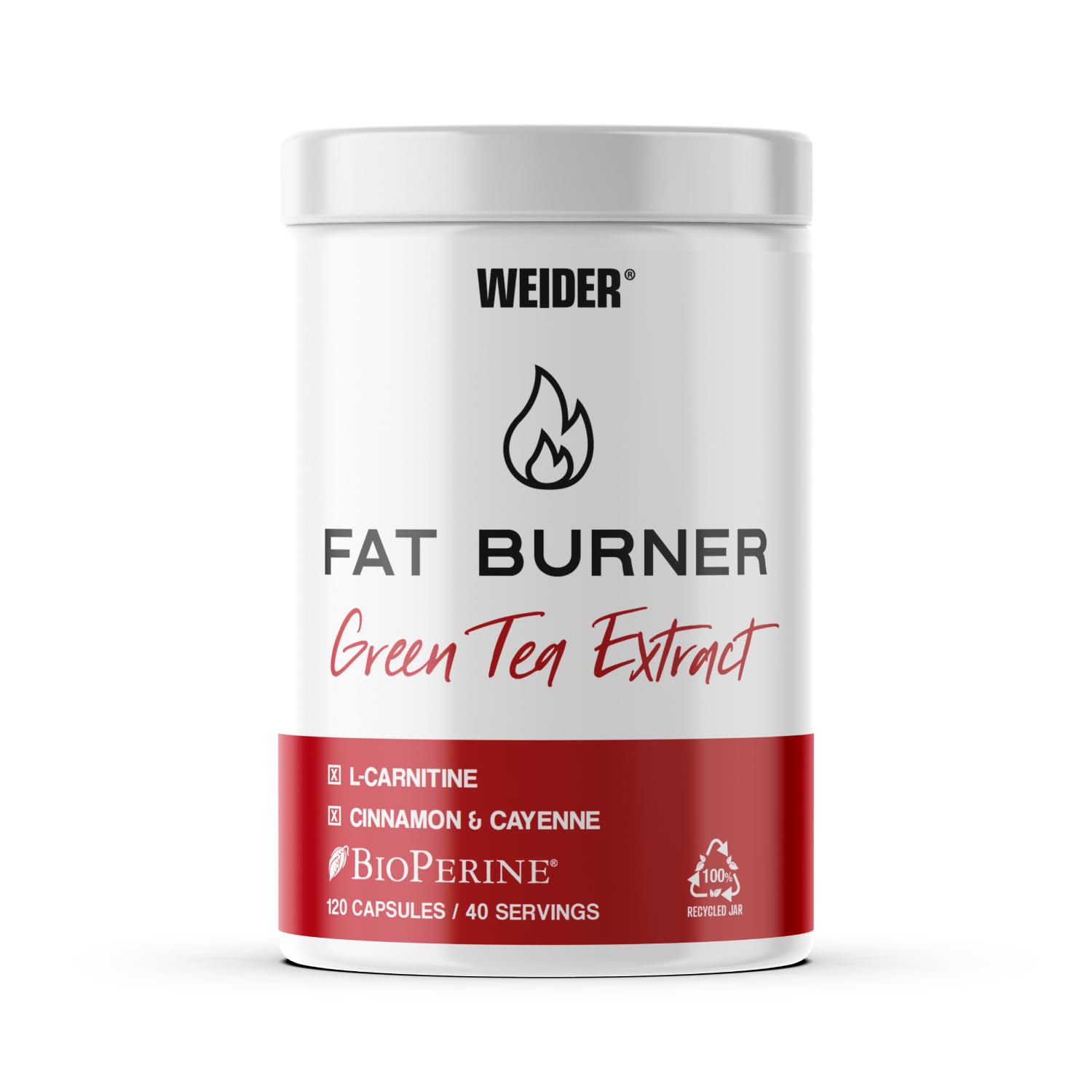 Weider Fat Burner (120 Capsules) – Advanced Dual-Action Formula, Thermogenic and Lipotropic, with L-Carnitine, Plant Extracts, and Chromium, with Caffeine (40 Servings)