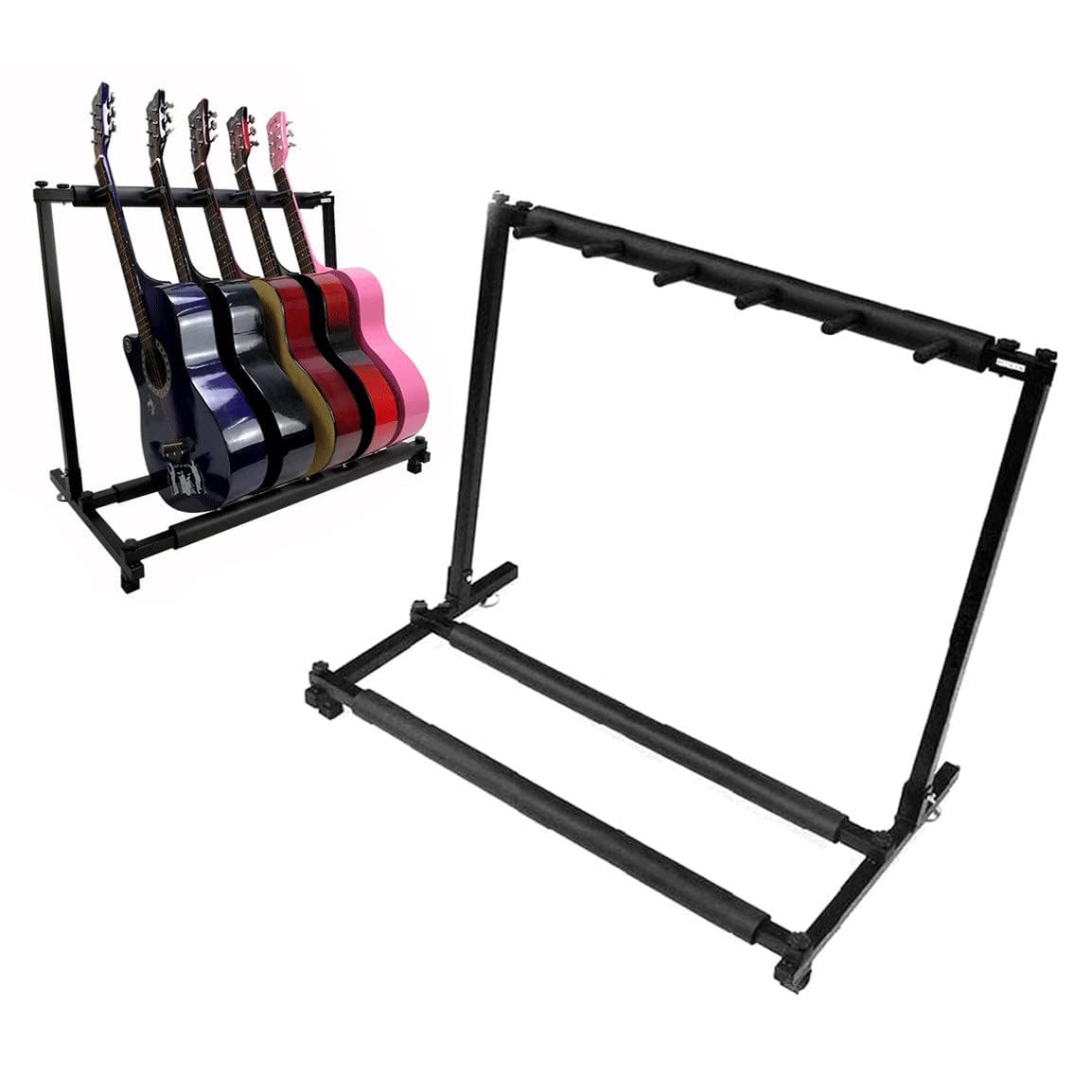 COYEUX Supporto Multi-Chitarra a 5 Vie, Supporto da Pavimento per Display per Chitarra, Facile Trasporto e stoccaggio, per Accessori per Chitarra elettrica Acustica Classica, Basso