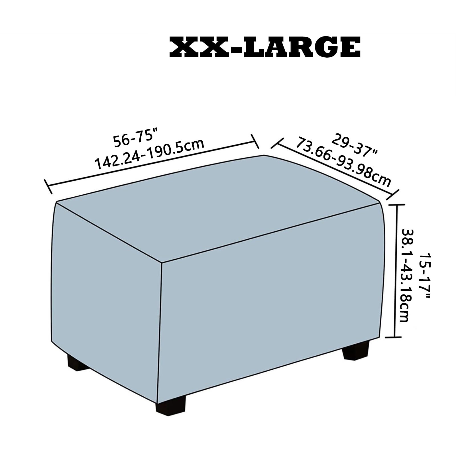 Coperture ottomane Rettangolare, Copri Pouf poggiapiedi con Fondo Elastico (Color : Gray, Size : XXL)