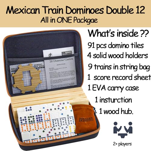 Bucher&Rossini YH038B Dominoes Set Double 12 For Adults Kids, Mexican Train Dominoes Set Double 12 thumb #1