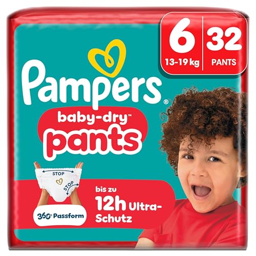 Pampers Baby-Dry Pants Größe 6 32 Stück 13kg-19kg 360 auslaufsichere Passform für Tag und Nacht