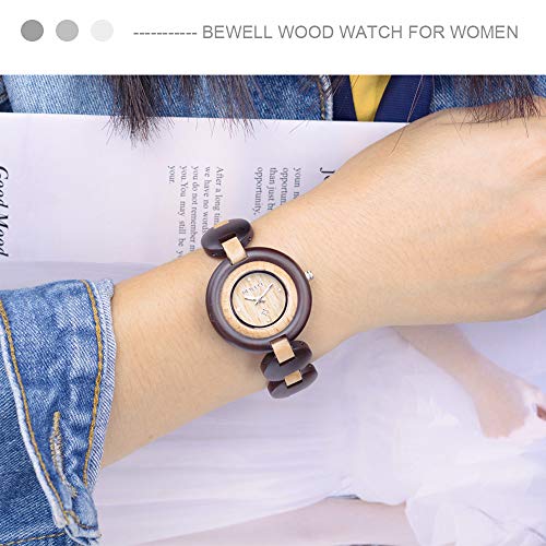 BEWELL Wood Watches for Women Star Dust Dail Minimalist Quartz Movemen Luxury Wooden Wristwatch - Image 3