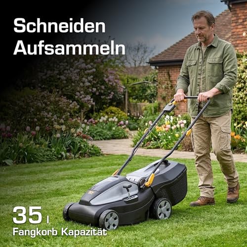 Alpina Akku Rasenmäher AL1 3420 Li Kit, 34cm Schnittbreite, mit 2x 20V (2Ah) Akkus & Ladegerät, 35L Korb – Ansicht 5