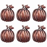 STMK Thanksgiving Day Napkin Rings, Rustic Harvest Pumpkin Napkin Rings, Alloy Napkin Holder for Halloween Fall Thanksgiving Day Table Decorations (Harvest Pumpkin, 6)